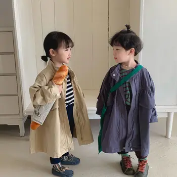 Пальто, детская одежда, осенняя ветровка для мальчиков и девочек, новая корейская детская верхняя одежда, очень живая мода, свободная, повседневная