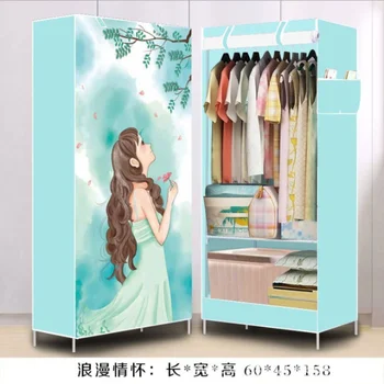 Шкаф для хранения одежды, Мультяшная ткань, нетканая ткань, Панорамная складная 3D-мебель для небольших помещений