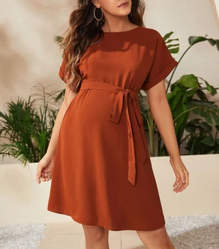 Летнее повседневное платье для беременных женщин 2023, модная одежда для беременных с высокой талией, женское платье с рукавом-бабочкой
