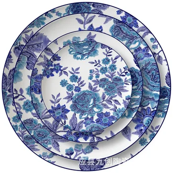 Креативная ручная роспись, ресторанная тарелка в китайском стиле, домашний ресторан, тарелка для стейка, Набор тарелок, Золотая тарелка