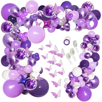 Металлические фиолетовые воздушные шары, арка, Фиолетовое золото, белые Макароны, Фиолетовые воздушные шары, Гирлянда для декора свадебной вечеринки