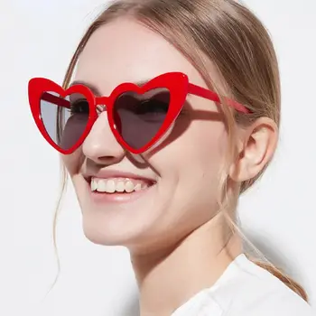 Милые солнцезащитные очки с кошачьим глазом, Которые Женщины Любят Солнцезащитные очки для вечеринок в форме сердца, Девушки UV400 Цветов, Женские очки без оправы Oculos De Sol
