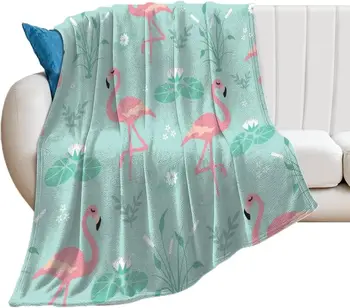Покрывало с рисунком фламинго на одеялах с принтом, супер мягкие одеяла, предотвращающие скатывание, фланелевое покрывало для домашнего постельного белья.