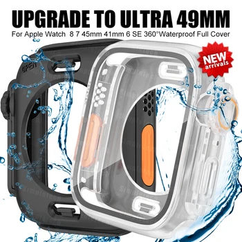 Обновите до Ultra 49 мм Для Apple Watch 8 7 45 мм 41 мм Водонепроницаемая полная крышка 360 ° Для iWatch 6 5 4 44 мм 40 мм Замените на Ultra Case