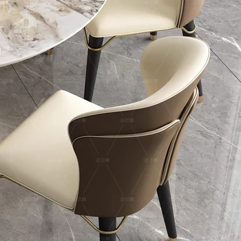 Роскошные современные обеденные стулья, Скандинавские Современные Модные Кухонные обеденные стулья, Золотые Кожаные шезлонги для салона мебели для дома