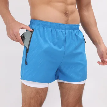Мужские тренировочные шорты для бега, Двухслойные баскетбольные брюки свободного кроя для фитнеса на открытом воздухе 1/2 дюйма