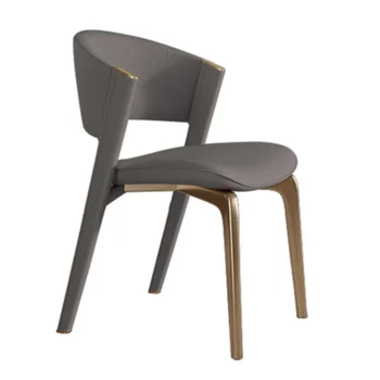 Дизайнерские роскошные обеденные стулья с золотыми ножками, поддерживающими спинку, Уникальные модные обеденные стулья Relax Lounge Lazy Soft