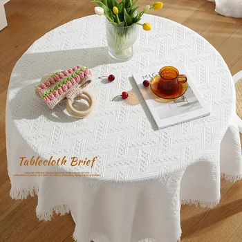 Французская скатерть из хлопка и льна в стиле Ins для маленького круглого стола, чайная скатерть