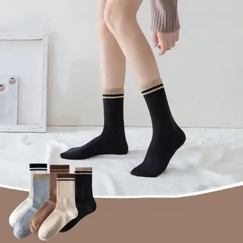 Модные Повседневные Мягкие Весенне-осенние теплые носки для девочек средней длины выше щиколотки, короткие чулки, женские хлопчатобумажные носки