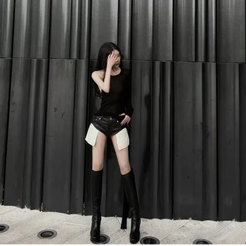 Женский ультракороткий деним с риксовым покрытием, треугольные большие карманы, Дизайн Owens Sense of Sexuality, женские короткие брюки Black Tide Sexy