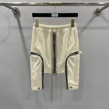 2024 Шорты High Street Rick Мужские брюки Мужские брюки хлопчатобумажные однотонные брюки длиной до колен для мужчин и женщин Одежда Owens Techwear