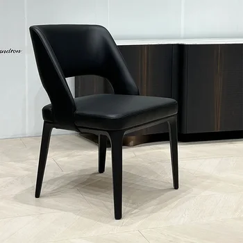 Скандинавские деревянные обеденные стулья Минималистичный итальянский дизайн интерьера, креативные обеденные стулья с кожаной спинкой Sillas Furniture WZ50DC