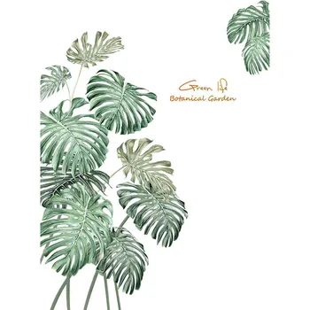 2 шт, Пляжные наклейки с тропическими листьями, виниловые наклейки, настенная роспись в скандинавском стиле, Зеленая гостиная, экологичные наклейки, Художественное оформление