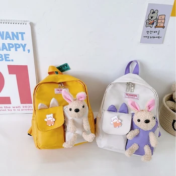 Новая детская школьная сумка Рюкзак для девочек Модный с милым животным Кроликом Легкий плюшевый рюкзак для детского сада для малышей