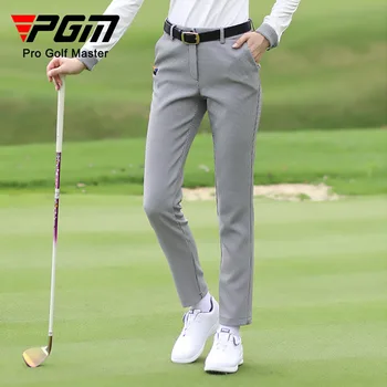 Женские брюки для гольфа PGM, женская одежда в клетку, Длинные Тонкие эластичные спортивные брюки, спортивные зимние брюки, женская осенняя теплая одежда KUZ118