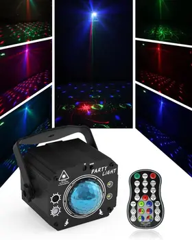 Дискотека 2В1 Волшебный шар Лазерный DJ Сценический свет светодиодный пульт дистанционного управления Стробоскопический звук Активирован для клубной вечеринки по случаю дня рождения, бара клуба на Хэллоуин