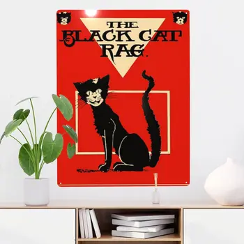Черная кошачья тряпка, Металлическая жестяная табличка, декор, Жестяная пластина, износостойкий Красивый подарок на День рождения