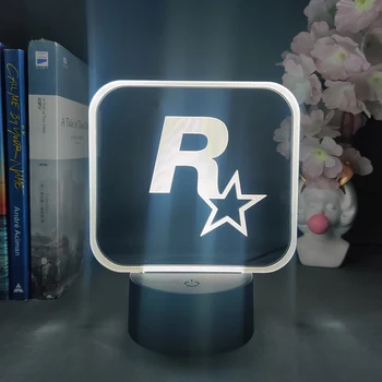 Grand Theft Auto V Игровой ЛОГОТИП Rockstar 3D светодиодный Неоновый ночник Прикроватное украшение для спальни Подарок на День рождения для друзей-фанатов Лавовая лампа