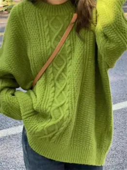 Водолазка Зеленый свитер Женский 2022 Осень и Зима Новая Корейская свободная мода Вязаное пальто в иностранном стиле Женская одежда ZY7308