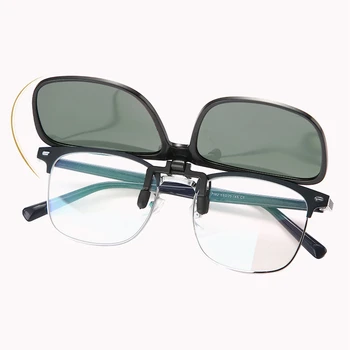Портативные Солнцезащитные очки-клипсы, Солнцезащитные очки с Поляризацией, Меняющие цвет, Фотохромные Винтажные очки-клипсы, Очки ночного видения для вождения.