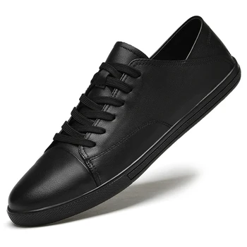 Классические мужские кожаные белые туфли на шнуровке, мужская модная повседневная износостойкая обувь, нескользящая обувь для доски