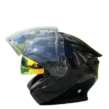 Ярко-черный детский гоночный шлем с двойными линзами, Полушлем для мотоцикла Унисекс, Летний шлем для бездорожья, Casco Capacete