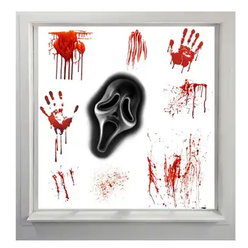 Страшные наклейки на Хэллоуин, наклейки на стены с черепом, отпечаток руки крови, без следа, Страшное украшение, наклейка своими руками, наклейки для окон внутри и снаружи