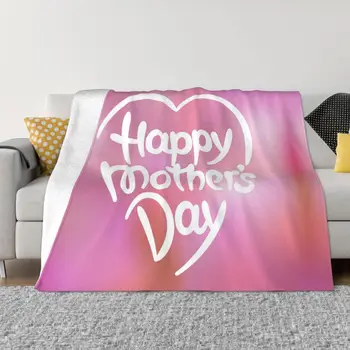 Розовое одеяло для пикника с Днем матери, фланелевое покрывало для домашнего отдыха, диван-кровать с односторонним принтом, покрывало 80x60 дюймов