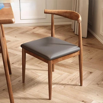 Скандинавские деревянные обеденные стулья, кожаные гостиничные Эргономичные офисные обеденные кресла, современная мебель для гостиной Cadeira Home A2