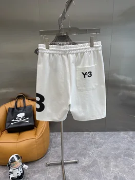 Yohji Yamamoto Y-3 Повседневные Спортивные Шорты с крупным буквенным Принтом Для Мужчин И Женщин, Хлопковые Свободные Прямые Брюки Y3 Quarter