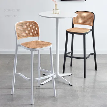 Барные стулья из пластикового ротанга, Высокий табурет, Современная Кухонная мебель, барный стул со спинкой для дома, Креативная стойка регистрации, барный стул A