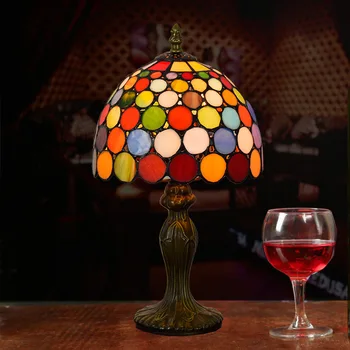 Витражное стекло Гостиной, столовой, спальни, Прикроватная лампа, Красный Праздничный подарок, круг света, настольная лампа