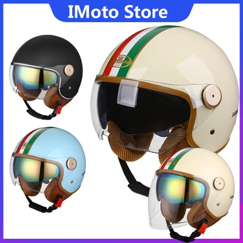 Мотоциклетные ретро-шлемы с защитой от ультрафиолета 3/4 мотоциклетных шлема с двойным козырьком Casco Para Half 4 seasons Шлем Capacete