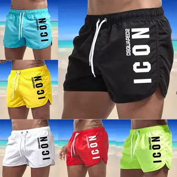 Быстросохнущие мужские плавки: Жаркие летние пляжные шорты для занятий спортом, в тренажерном зале и на пляже, купальники элитного бренда