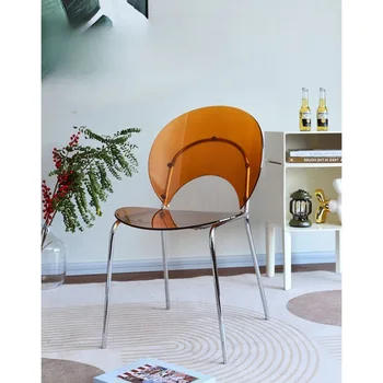 4шт Скандинавский акриловый прозрачный обеденный стул, дизайнерский домашний современный интернет-знаменитость, стул с железной спинкой, креативный стул в виде ракушки