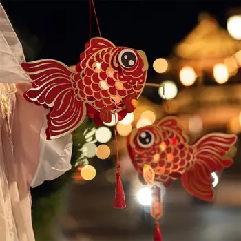 Фонарики с Золотыми Рыбками Китайские Бумажные Фонарики Ручной Работы для Празднования Нового Года в середине осени Lucky Goldfish Design Diy для детей