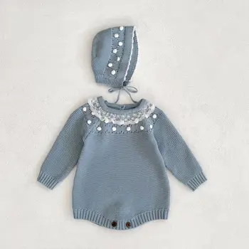 Детский свитер, комбинезон для новорожденных, осенне-зимняя вязаная детская одежда с длинным рукавом, комбинезон для маленьких девочек, комбинезон для малышей
