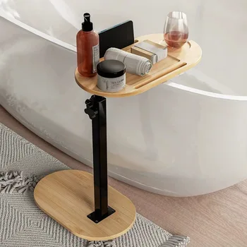 Бамбуковая вешалка для ванной, полка для хранения в ванной, переносной столик для пикника, подставка для планшета для мобильного телефона, лоток для ванной