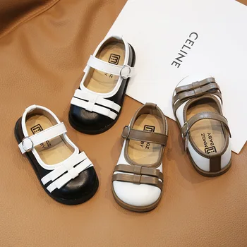 Кожаная обувь для девочек 2023, Весенняя новинка, Детская обувь в британском стиле, повседневная обувь в стиле ретро с галстуком-бабочкой, обувь принцессы Мэри Джейн.