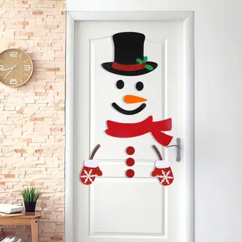 Тонкая дверная наклейка ручной работы, праздничные войлочные дверные наклейки, мультфильм Санта Снеговик Лось для рождественских украшений окон дома