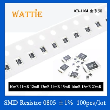 SMD резистор 0805 1% 0.01R 0.011R 0.012R 0.013R 0.015R 0.016R 0.018R 0.02R 100 шт./лот микросхема 1/8 Вт со сверхнизким значением сопротивления