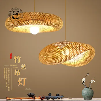 Китайское плетение из бамбука Ваби-саби, Подвесной светильник LED E27, Домашний декор, Подвесной Потолочный светильник, Прикроватная тумбочка, Спальня, Столовая, кухня