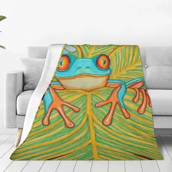 Симпатичная лягушка в кустах, Мягкое фланелевое покрывало для дивана-кровати, теплое одеяло, легкие одеяла для дивана, дорожное одеяло